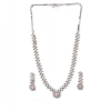 Women's Brass Silver Plated Necklace set (Pink)