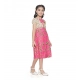 Girl's Twill Printed Short Sleeve Round Neck Dress (Pink) Girl's Twill Printed Short Sleeve Round Neck Dress (Pink)