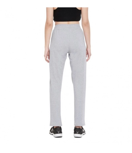 Women's Cotton Solid Elasticated Track Pants (Light Grey)