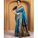 Women's Silk Blend Zari Weaving Saree With Unstitched Blouse 5.5Mtr (Aqua)