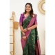 Women's Litchi silk Printed Saree With Unstitched Blouse (Green) Women's Litchi silk Printed Saree With Unstitched Blouse (Green)