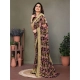 Women's Chiffon Printed Saree With Unstitched Blouse 5.5Mtr (Beige)
