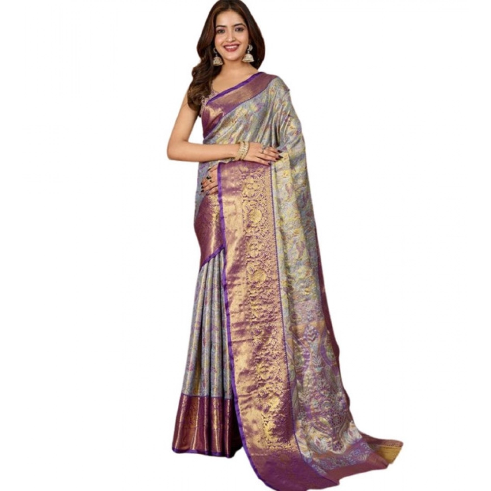 Women's Jacquard Saree With Unstitched Blouse 5.5Mtr (Multicolor) Women's Jacquard Saree With Unstitched Blouse 5.5Mtr (Multicolor)