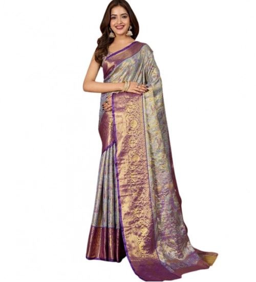 Women's Jacquard Saree With Unstitched Blouse 5.5Mtr (Multicolor)