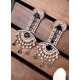 Women's Brass Silver Plated Drop Earrings (Blue) Women's Brass Silver Plated Drop Earrings (Blue)