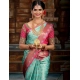 Women's Litchi silk Printed Saree With Unstitched Blouse (Turquise Blue) Women's Litchi silk Printed Saree With Unstitched Blouse (Turquise Blue)