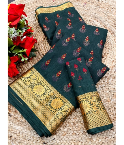 Women's Digital Dolla Silk Printed Saree With Unstitched Blouse 5.5Mtr (Green)