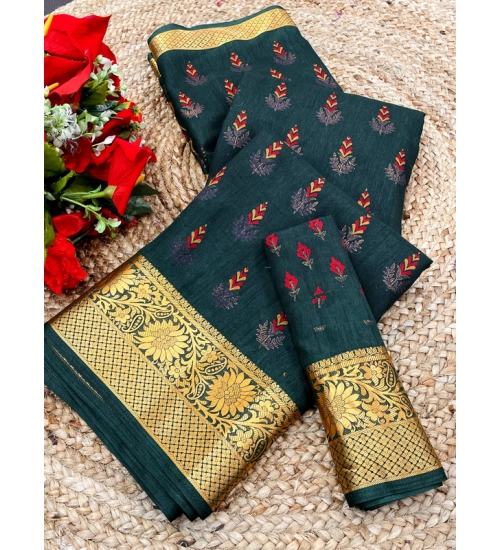 Women's Digital Dolla Silk Printed Saree With Unstitched Blouse 5.5Mtr (Green)