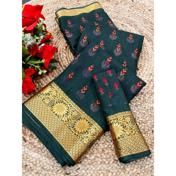 Dropship Women's Digital Dolla Silk Printed Saree With Unstitched Blouse 5.5Mtr (Green)