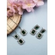 Women's Brass Silver Plated Pendant Set (Green)