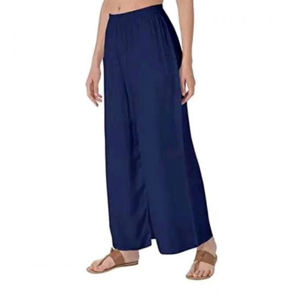 Dropship Women's Casual Rayon Solid Ankle Length Palazzo (Navy Blue , Free Size)