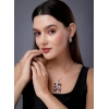 Women's Brass Silver Plated Pendant Set (Red)