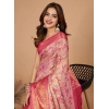 Women's Jacquard Saree With Unstitched Blouse 5.5Mtr (Pink) Women's Jacquard Saree With Unstitched Blouse 5.5Mtr (Pink)