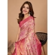 Women's Jacquard Saree With Unstitched Blouse 5.5Mtr (Pink)