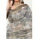 Women's Polyester Printed Saree With Unstitched Blouse 5.5 Mtr (Grey)