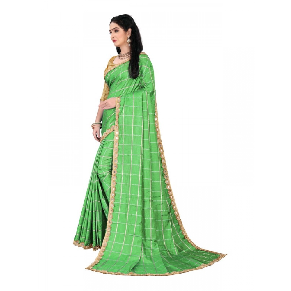 Women's Sana Silk Bandhni Saree With Unstitched Blouse 5.5Mtr (Green)