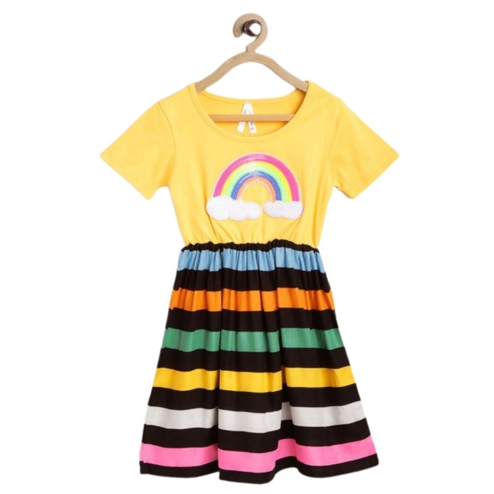 Girl's Cotton Striped Short Sleeve Dress (Multicolor) Girl's Cotton Striped Short Sleeve Dress (Multicolor)