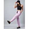 Women's Coton Twill Solid Elasticated Trousers (Lavender)