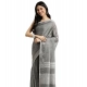 Women's Linen Cotton Printed Saree With Unstitched Blouse 5.5Mtr (Dark Grey)