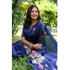 Women's Faux_Tussar Floral Saree With Unstitched Blouse 5.5Mtr (Navy_Blue) Women's Faux_Tussar Floral Saree With Unstitched Blouse 5.5Mtr (Navy_Blue)