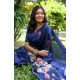 Women's Faux_Tussar Floral Saree With Unstitched Blouse 5.5Mtr (Navy_Blue) Women's Faux_Tussar Floral Saree With Unstitched Blouse 5.5Mtr (Navy_Blue)