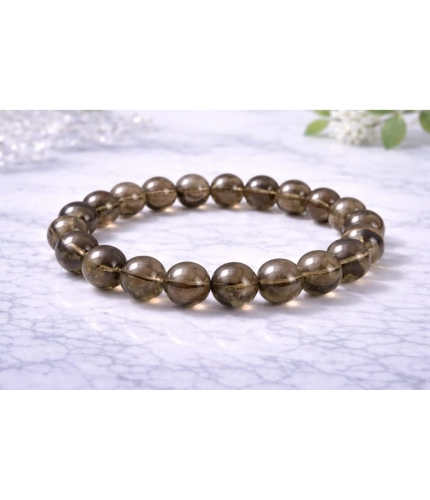 Natural Crystal 8mm Smoky Quartz Bracelet  (Brown)