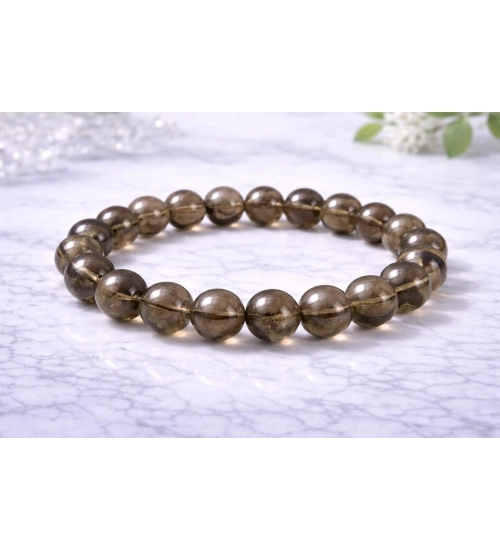 Natural Crystal 8mm Smoky Quartz Bracelet  (Brown)
