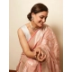 Women's Litchi silk Printed Saree With Unstitched Blouse (Peach)