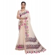 Women's Linen Floral Printed Saree With Unstitched Blouse 5.5Mtr (Cream) Women's Linen Floral Printed Saree With Unstitched Blouse 5.5Mtr (Cream)