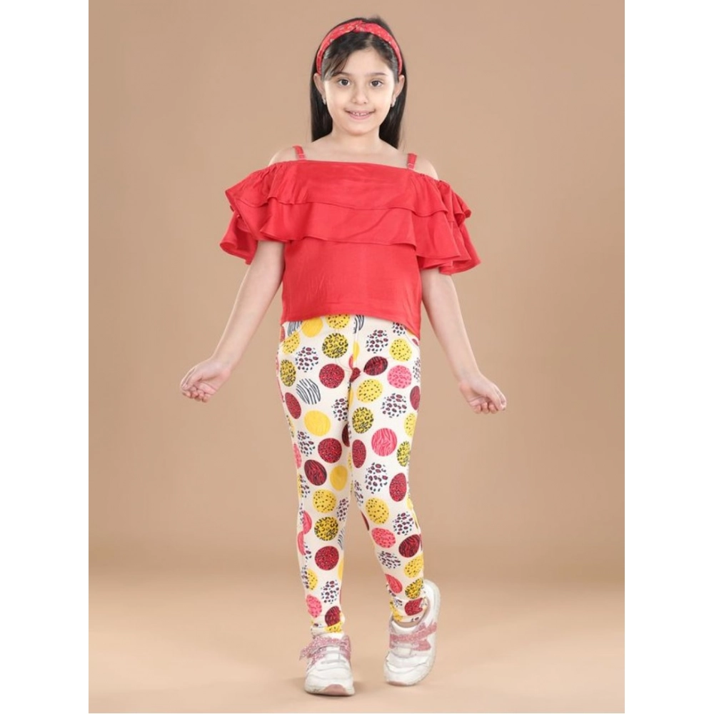 Girl's Cotton Lycra Floral Elasticated Jeggings (Multicolor) Girl's Cotton Lycra Floral Elasticated Jeggings (Multicolor)