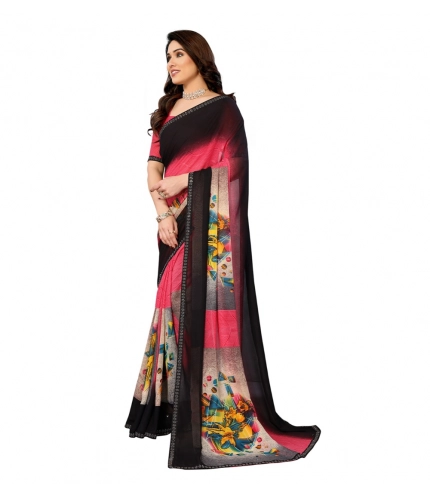 Women's Georgette Printed Saree With Unstitched Blouse 5.5Mtr (Multicolor) Women's Georgette Printed Saree With Unstitched Blouse 5.5Mtr (Multicolor)