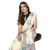 Women's Linen Cotton Printed Saree With Unstitched Blouse 5.5Mtr (Off White) Women's Linen Cotton Printed Saree With Unstitched Blouse 5.5Mtr (Off White)