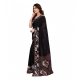 Women's Georgette Printed Saree With Unstitched Blouse 5.5Mtr (Black)