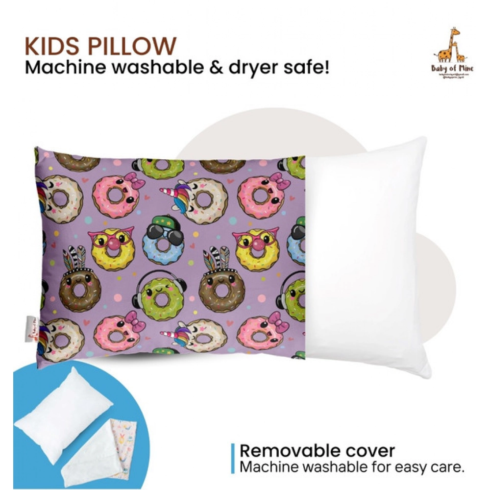 Soft Plush Printed Baby Infant Pillow for Kids Age 1 To 5 Years (Purple)