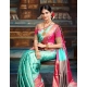 Women's Litchi silk Printed Saree With Unstitched Blouse (Turquise Blue) Women's Litchi silk Printed Saree With Unstitched Blouse (Turquise Blue)