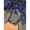 Women's Banarasi Silk Printed Unstitched Salwar Suit Material With Dupatta (Navy Blue, 3Mtrs) Women's Banarasi Silk Printed Unstitched Salwar Suit Material With Dupatta (Navy Blue, 3Mtrs)