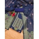 Women's Banarasi Silk Printed Unstitched Salwar Suit Material With Dupatta (Navy Blue, 3Mtrs)