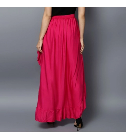 Women's Rayon Ruffled Elasticated Skirt (Pink) Women's Rayon Ruffled Elasticated Skirt (Pink)