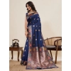 Women's Faux_Banarasi_Silk Woven Saree With Unstitched Blouse 5.5Mtr (Navy_Blue) Women's Faux_Banarasi_Silk Woven Saree With Unstitched Blouse 5.5Mtr (Navy_Blue)