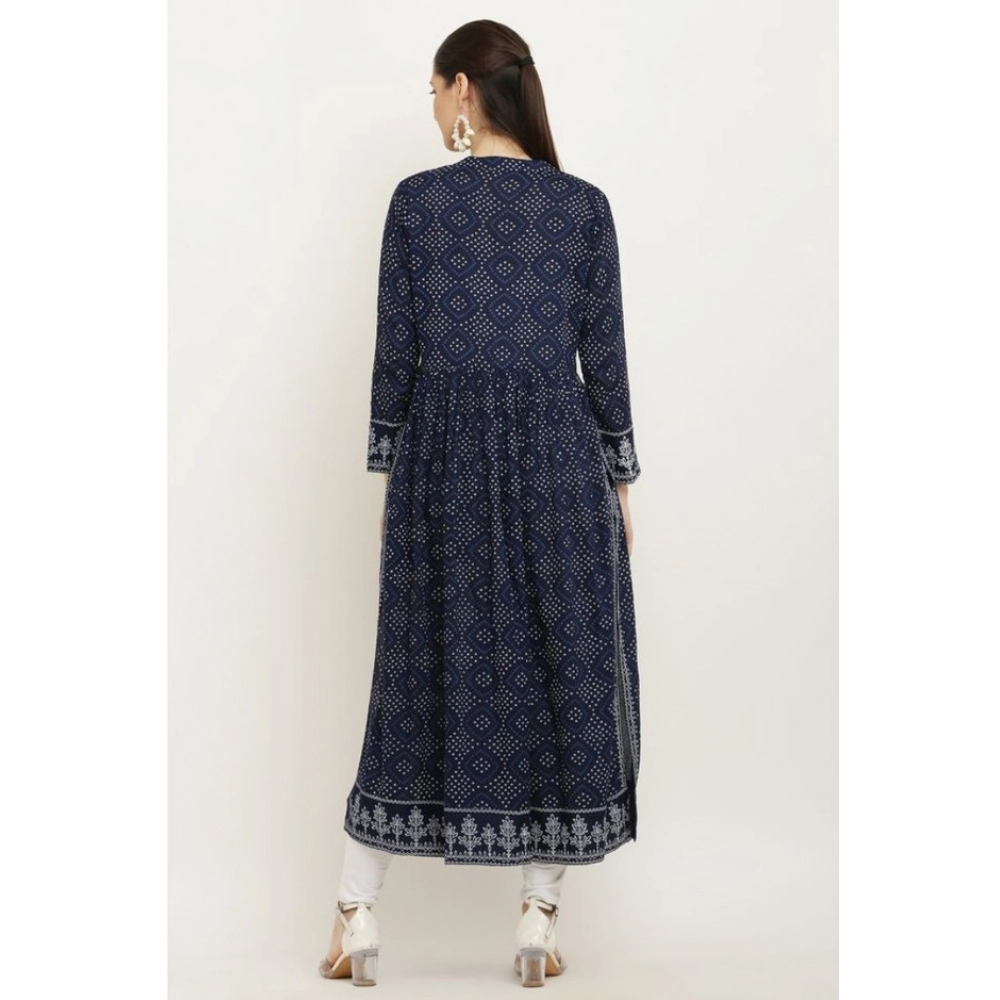 Women's Casual Rayon Full sleeve Kurti (Blue)