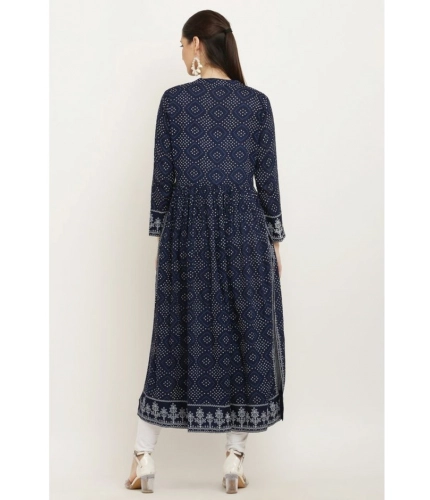 Women's Casual Rayon Full sleeve Kurti (Blue)