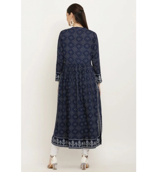 Women's Casual Rayon Full sleeve Kurti (Blue) Women's Casual Rayon Full sleeve Kurti (Blue)