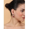 Women's Brass Silver Plated Drop Earrings (Red)