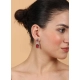 Women's Brass Silver Plated Drop Earrings (Red)