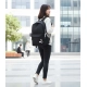 Unisex PU Leather Solid Medium Zipper Backpack (Black)