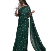 Women's Linen Printed Saree With Unstitched Blouse 5.5Mtr (Green) Women's Linen Printed Saree With Unstitched Blouse 5.5Mtr (Green)