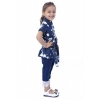 Girl's Denim Tie & Dye Short Sleeve Top (Blue-White) Girl's Denim Tie & Dye Short Sleeve Top (Blue-White)