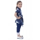 Girl's Denim Tie &amp; Dye Short Sleeve Top (Blue-White)