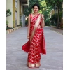Women's Soft Lichi Silk Printed Saree With Unstitched Blouse 5.5Mtr (Red) Women's Soft Lichi Silk Printed Saree With Unstitched Blouse 5.5Mtr (Red)