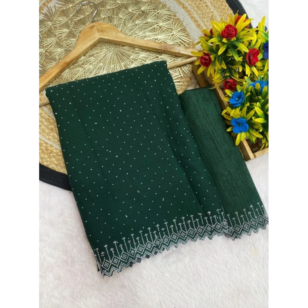 Women's Georgette Stone Work Saree With Unstitched Blouse 5.5Mtr (Green) Women's Georgette Stone Work Saree With Unstitched Blouse 5.5Mtr (Green)